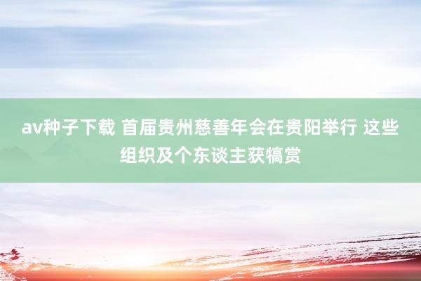 av种子下载 首届贵州慈善年会在贵阳举行 这些组织及个东谈主获犒赏