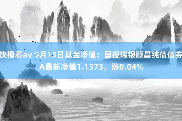 快播看av 9月13日基金净值：国投瑞银顺昌纯债债券A最新净值1.1373，涨0.04%