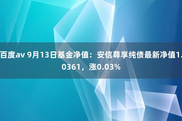 百度av 9月13日基金净值：安信尊享纯债最新净值1.0361，涨0.03%