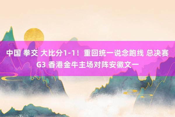 中国 拳交 大比分1-1！重回统一说念跑线 总决赛G3 香港金牛主场对阵安徽文一