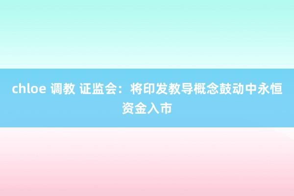 chloe 调教 证监会：将印发教导概念鼓动中永恒资金入市