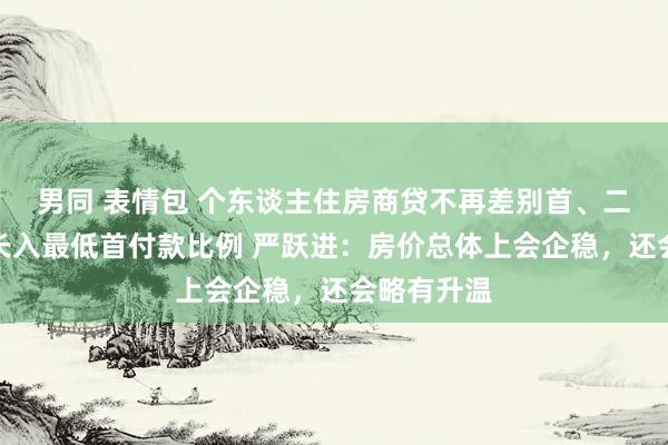 男同 表情包 个东谈主住房商贷不再差别首、二套住房，长入最低首付款比例 严跃进：房价总体上会企稳，还会略有升温