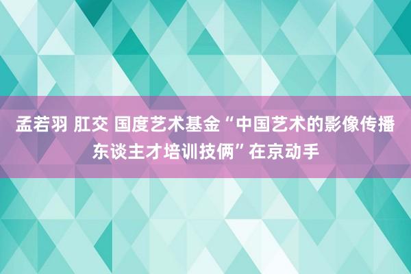 孟若羽 肛交 国度艺术基金“中国艺术的影像传播东谈主才培训技俩”在京动手