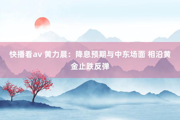 快播看av 黄力晨：降息预期与中东场面 相沿黄金止跌反弹