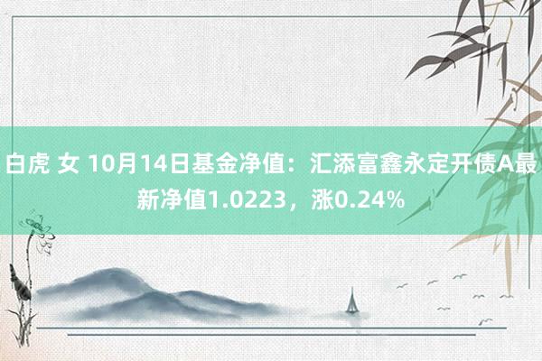 白虎 女 10月14日基金净值：汇添富鑫永定开债A最新净值1.0223，涨0.24%