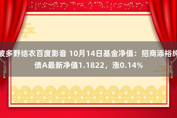 波多野结衣百度影音 10月14日基金净值：招商添裕纯债A最新净值1.1822，涨0.14%