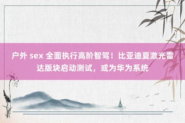 户外 sex 全面执行高阶智驾！比亚迪夏激光雷达版块启动测试，或为华为系统