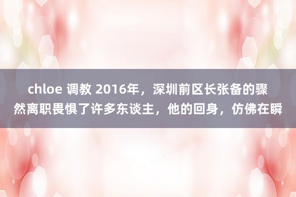 chloe 调教 2016年，深圳前区长张备的骤然离职畏惧了许多东谈主，他的回身，仿佛在瞬