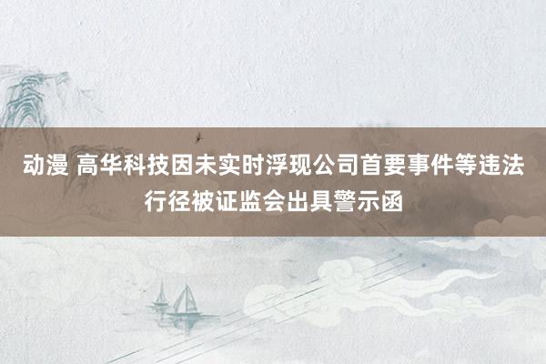 动漫 高华科技因未实时浮现公司首要事件等违法行径被证监会出具警示函