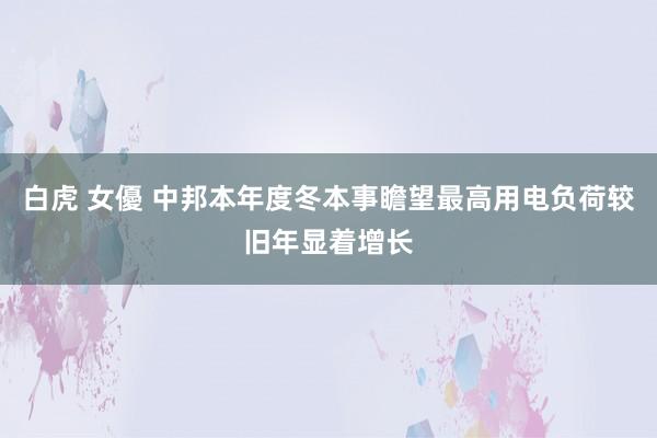 白虎 女優 中邦本年度冬本事瞻望最高用电负荷较旧年显着增长