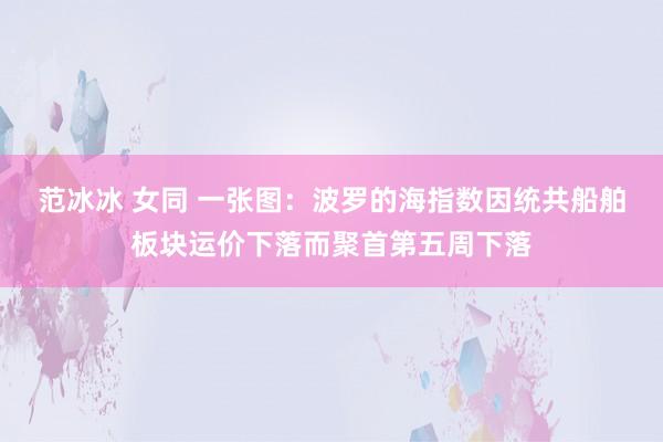 范冰冰 女同 一张图：波罗的海指数因统共船舶板块运价下落而聚首第五周下落