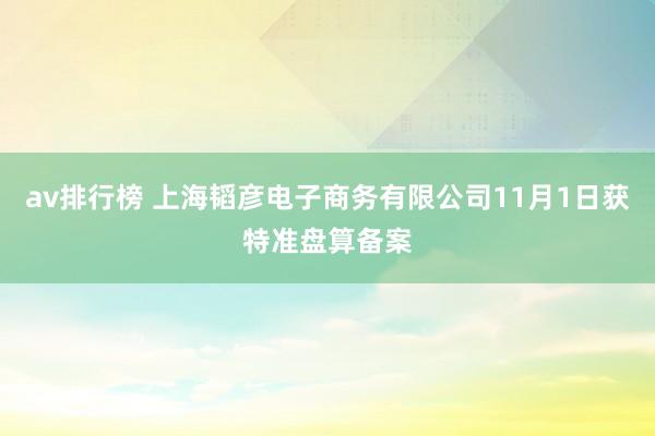 av排行榜 上海韬彦电子商务有限公司11月1日获特准盘算备案