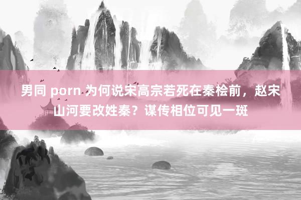 男同 porn 为何说宋高宗若死在秦桧前，赵宋山河要改姓秦？谋传相位可见一斑