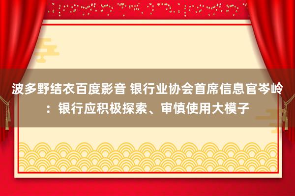 波多野结衣百度影音 银行业协会首席信息官岑岭：银行应积极探索、审慎使用大模子