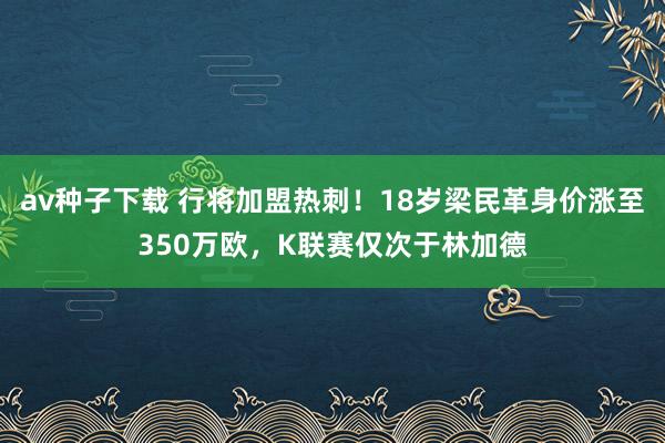 av种子下载 行将加盟热刺！18岁梁民革身价涨至350万欧，K联赛仅次于林加德