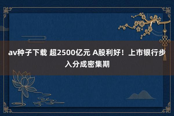 av种子下载 超2500亿元 A股利好！上市银行步入分成密集期