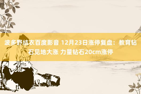 波多野结衣百度影音 12月23日涨停复盘：教育钻石见地大涨 力量钻石20cm涨停