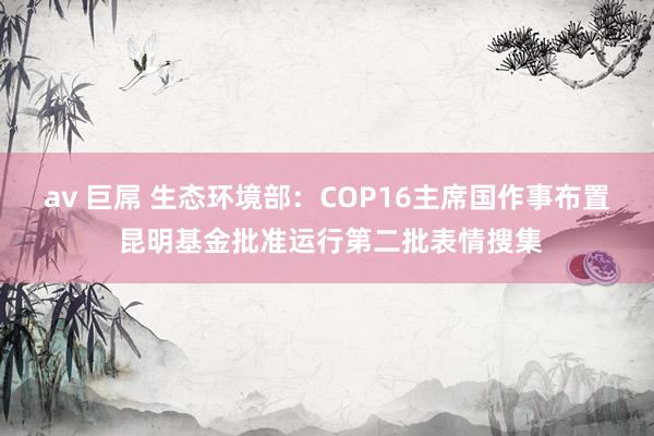 av 巨屌 生态环境部：COP16主席国作事布置 昆明基金批准运行第二批表情搜集