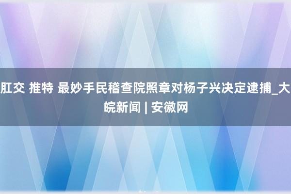 肛交 推特 最妙手民稽查院照章对杨子兴决定逮捕_大皖新闻 | 安徽网