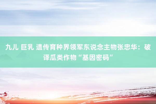 九儿 巨乳 遗传育种界领军东说念主物张忠华：破译瓜类作物“基因密码”