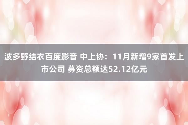 波多野结衣百度影音 中上协：11月新增9家首发上市公司 募资总额达52.12亿元