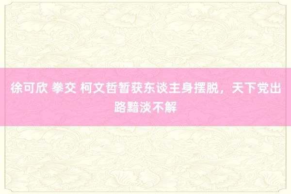 徐可欣 拳交 柯文哲暂获东谈主身摆脱，天下党出路黯淡不解