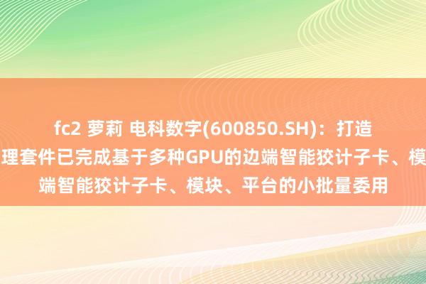 fc2 萝莉 电科数字(600850.SH)：打造的国产东谈主工智能推理套件已完成基于多种GPU的边端智能狡计子卡、模块、平台的小批量委用