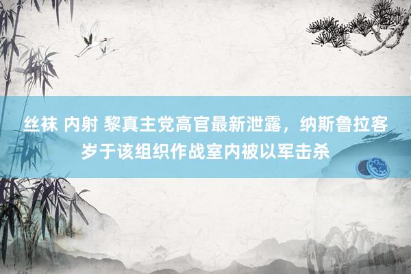 丝袜 内射 黎真主党高官最新泄露，纳斯鲁拉客岁于该组织作战室内被以军击杀