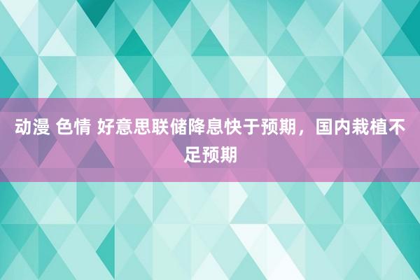 动漫 色情 好意思联储降息快于预期，国内栽植不足预期