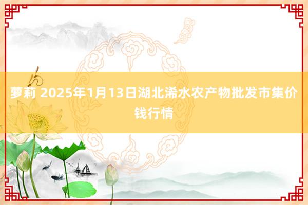 萝莉 2025年1月13日湖北浠水农产物批发市集价钱行情