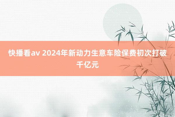 快播看av 2024年新动力生意车险保费初次打破千亿元